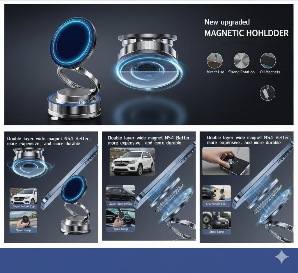 “Instant Vacuum Phone Holder for Car & Desk – Strong Lock, No Falling”